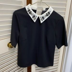 Black Top with Decorative Collar